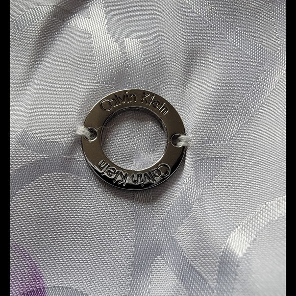 Unique White Women's CK Monogram Purple Flower Printed Polyester Scarf - Picture 4 of 8